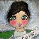 Bless This Home 12x12 Angel In Flowers Mixed Media..