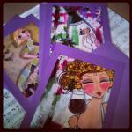 Cabernet Girls Set Of 3 Glossy 5x7 Art Cards..