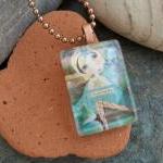 Take Your Wings And Fly Glass Tile Pendant