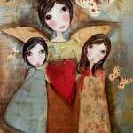 Guardian Angel With Two Children 5x7 Art Card