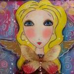 Angel Fairy 5x7 Art Print Card Blonde Blue Eyes